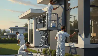 House painters in Jacksonville, FL applying durable exterior paint on a home