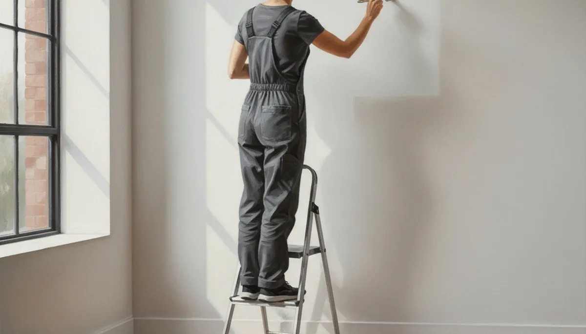 Jacksonville, FL painters repairing paint chips and scuffs on an interior wall