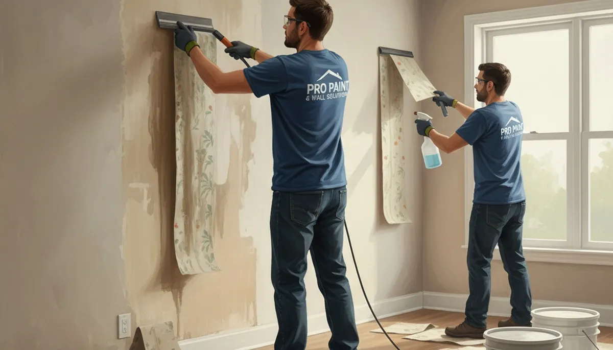 Wallpaper removal service in Jacksonville, FL preparing walls for painting